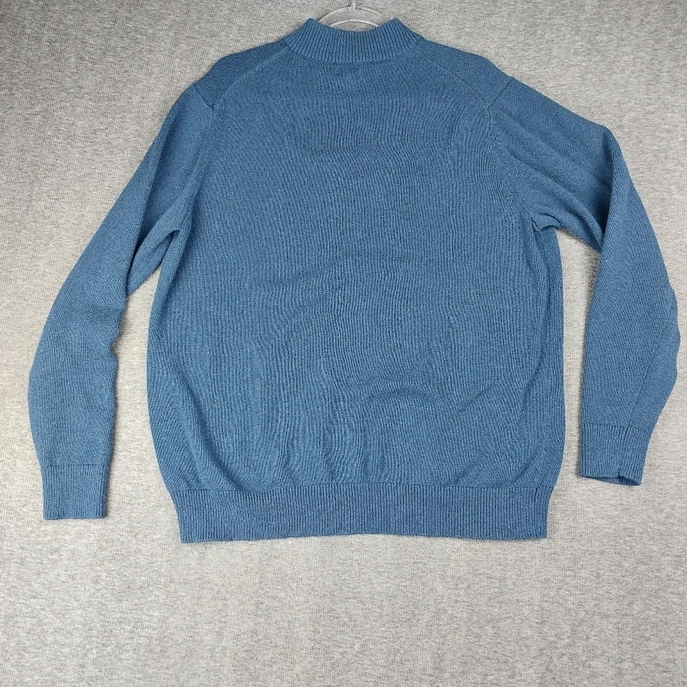 GEORGE MENS BLUE KNIT QUARTER ZIP PULLOVER COTTON BLEND SWEATER SIZE LARGE - Picture 8 of 8